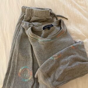 Ocean Drive Gray Sweatpants with Colorful Embroidery